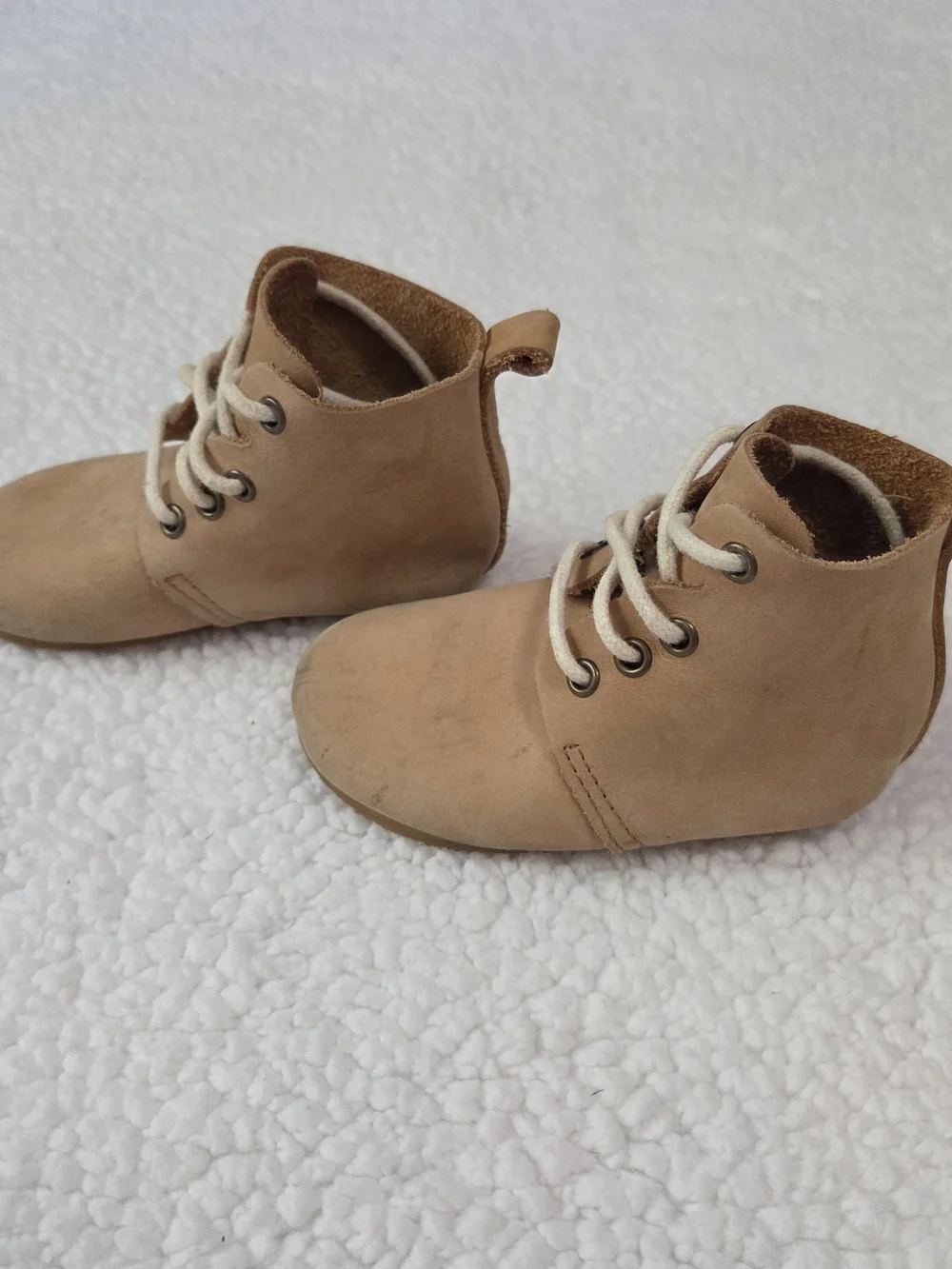 Piper Finn High Top Oxford Kids Shoes Light Brown Tan Leather Boots Hard Sole
